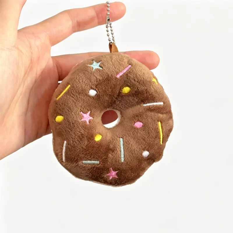 Llavero de peluche con forma de donut redondo y dulce